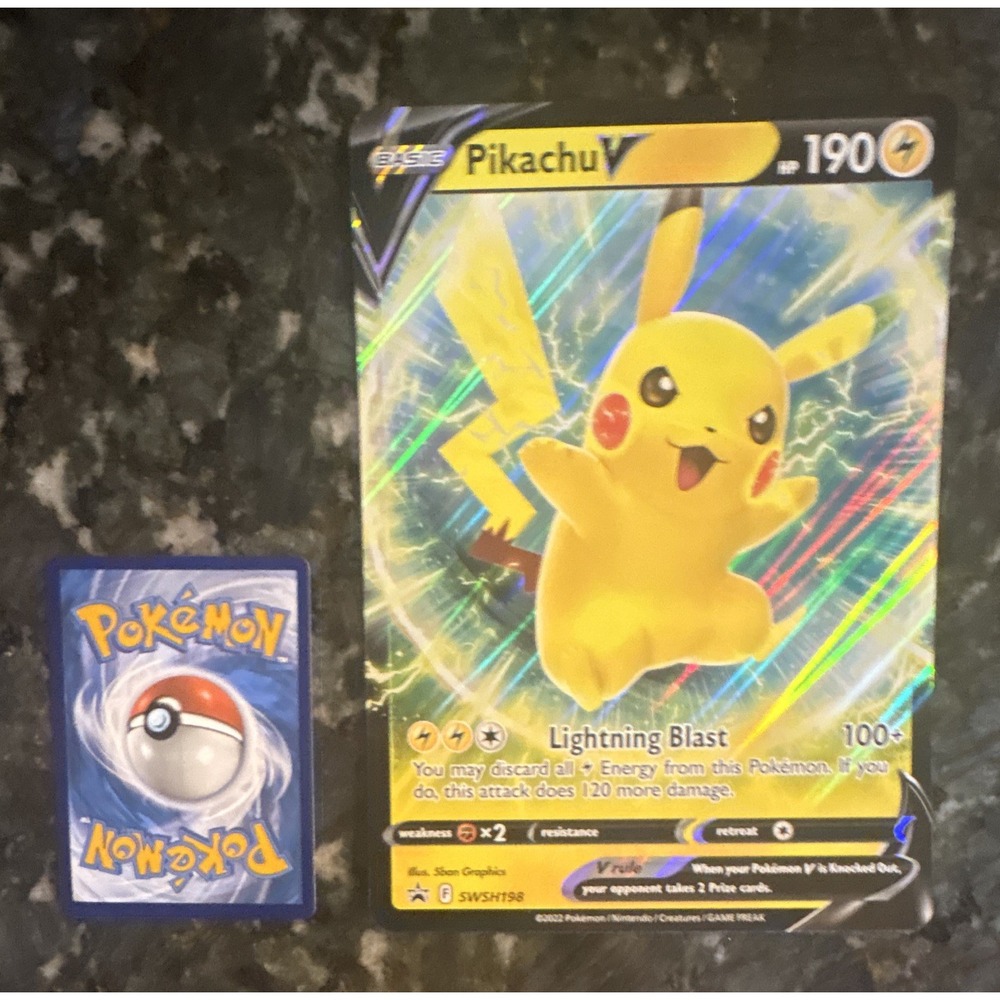 Pokemon TCG Pikachu V Jumbo SWSH198 SWSH Promo Holo Card 190 HP Oversized